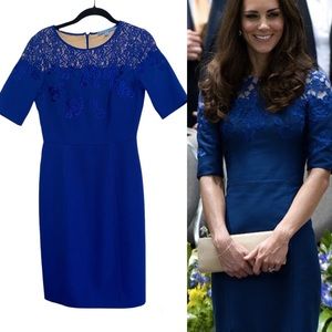 ANTONIO MELANI Royal blue embroidered short sleeves dress